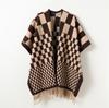 Retro Checkerboard Plaid Autumn And Winter Men'S And Women'S Double-Sided Shawls With Imitation Cashmere High-End Warm Fringed Scarf Cape