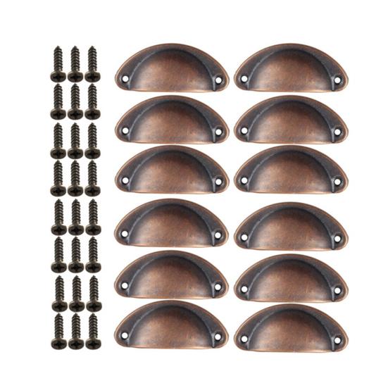 12Pcs/Set Vintage Shell Shaped Metal Cabinet Pull Handles Hardware Accessories