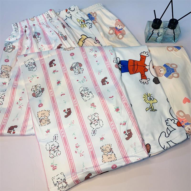 Свободные пижамные штаны с корейским рисунком для женщин - весна и осень