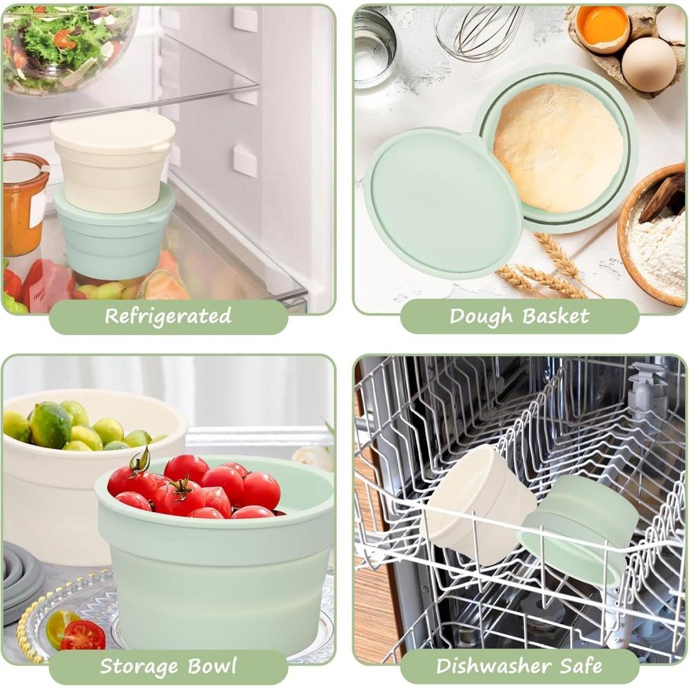 Гибридный контейнер для пиццы с крышкой, многофункциональный складной силиконовый контейнер с антипригарным покрытием для расстойки хлеба/пиццы/тостов, кухонный инструмент для выпечки