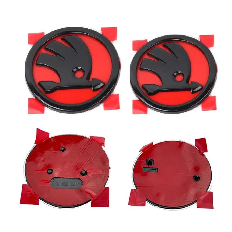 2Pcs 80mm 90mm Emblem For Skoda Fabia 1 2 Octavia a7 RS Superb Rapid Yeti Karoq Vision Car Head Front Rear Boot Tailgate Sticker cwsv60