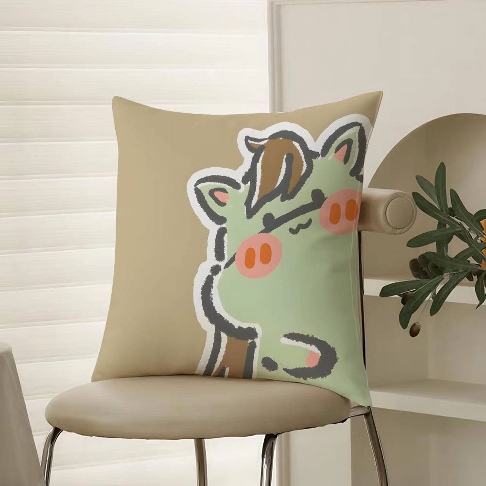 Surprise Animals In The Twelve Zodiac Signs Pillow Case Comfort Sofa Bed Silky elegant Invisible zipper Decorative cushion cover