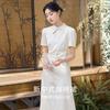 Improved cheongsam style new Chinese jacquard standing collar dress