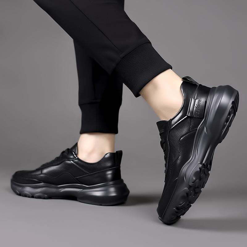 Брендовая мужская кожаная повседневная обувь Зимние кроссовки на платформе со шнуровкой Дорожная обувь Износостойкая обувь Мужские кроссовки в британском стиле