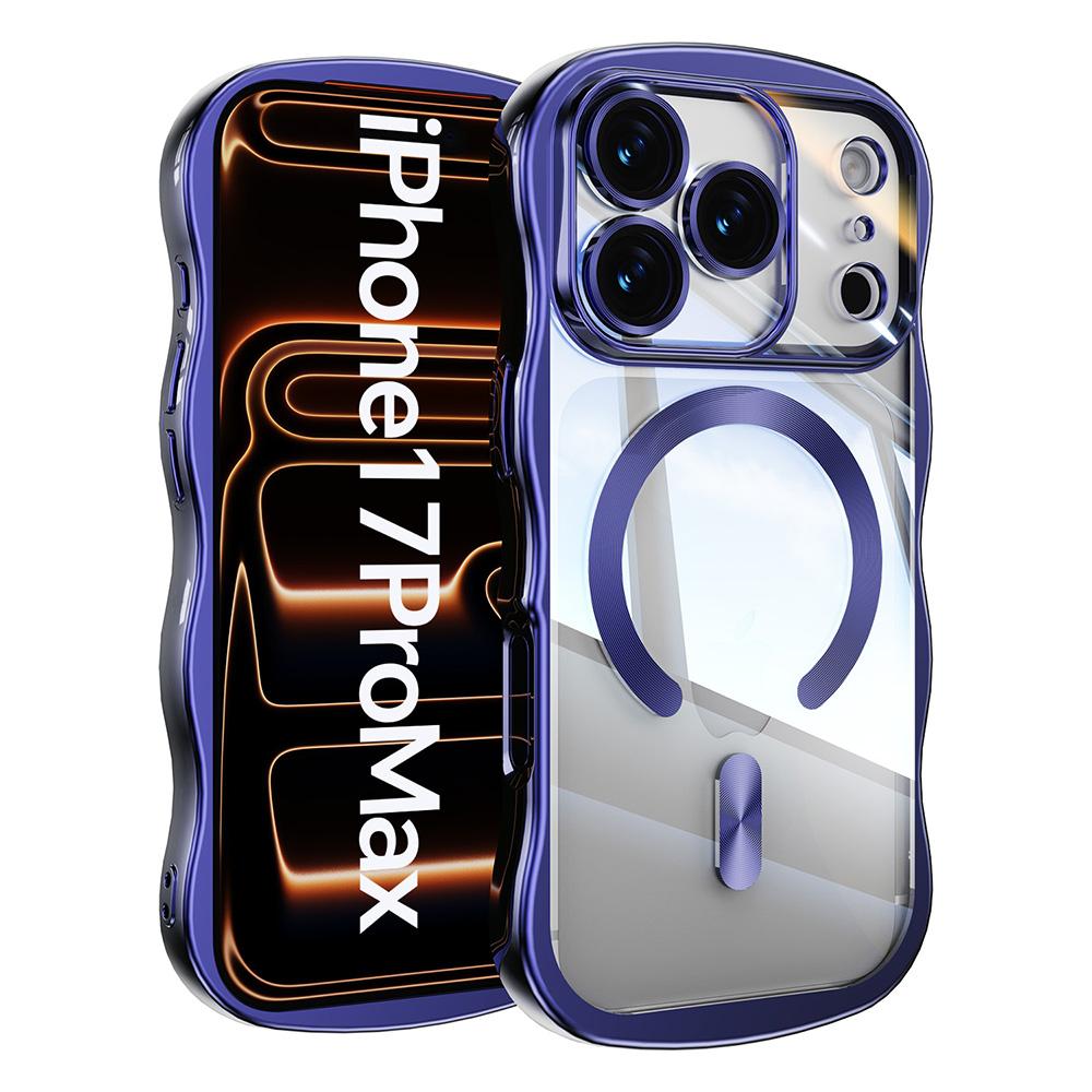 Роскошный магнитный чехол с покрытием для iPhone 17 16 Pro Max, простой дизайн волны, волнистая рамка, мягкая крышка для iPhone 17 Pro Max