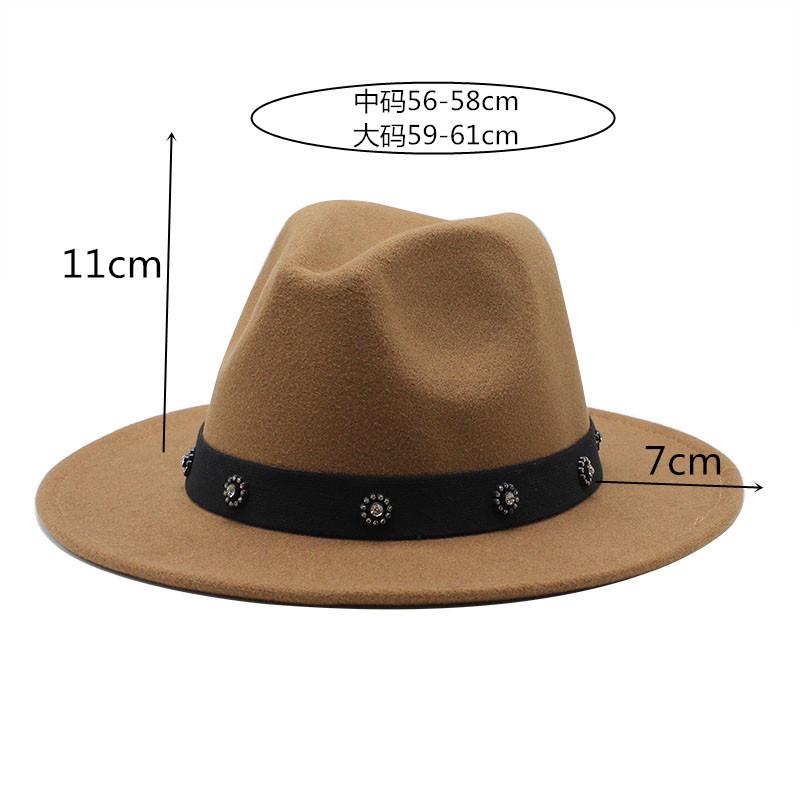 Женская шерстяная шляпа-цилиндр Gentleman Jazz Flat Brim Big Eaves Hat