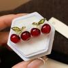 Серьги-подвески из смолы в виде красной вишни, имитация фруктов, для женщин, новый дизайн, милые серьги, необычные аксессуары для девочек