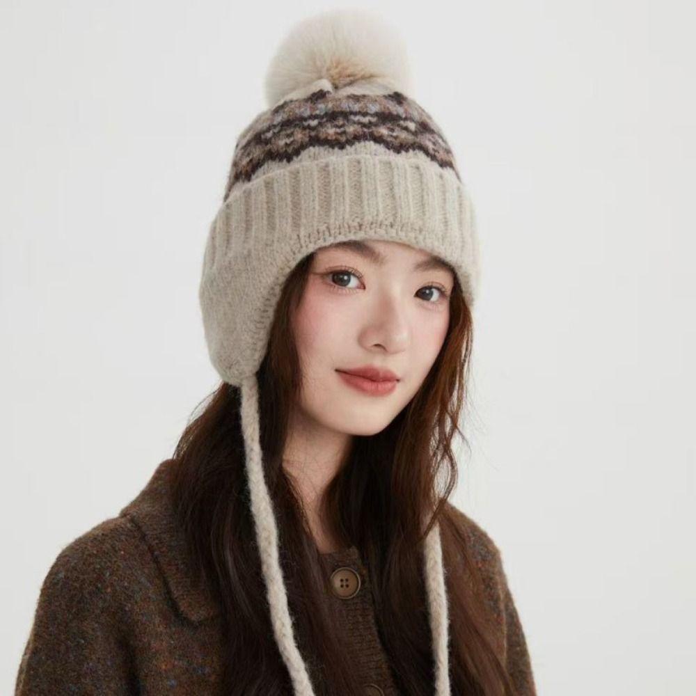 Wool Fair Isle Style Beanies Printed Lei Feng Hat Fashion Jacquard Knitted Hat  Outdoor