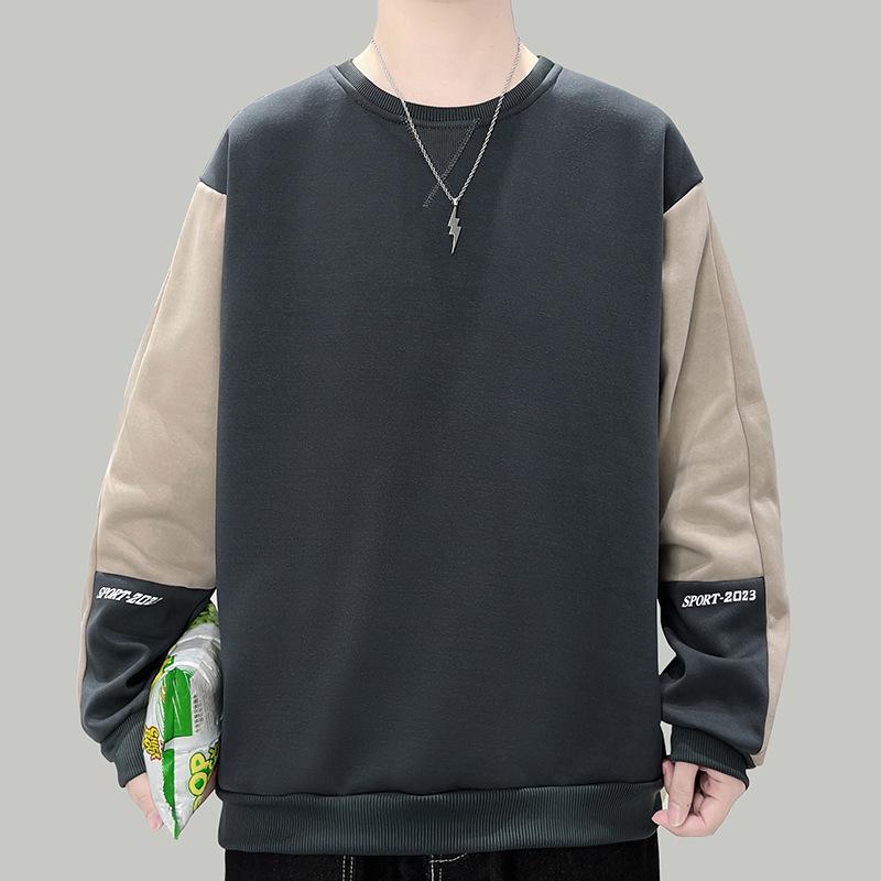 Sweatshirt Men's Spring Autumn Round Neck Trend Color Blocking Loose Drop-shoulder Sleeve Versatile Casual Men's Sweatshirt