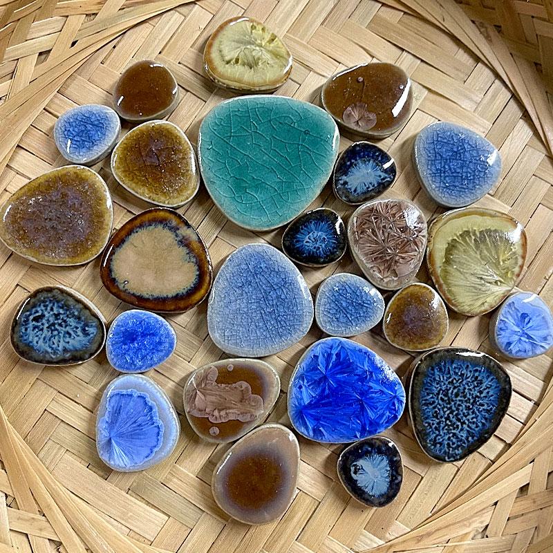 100g Multi Color Irregular Ceramic Mosaic Tiles DIY Mosaic Making Stones for Craft Hobby Arts Wall Decoration Petal Arte Oval