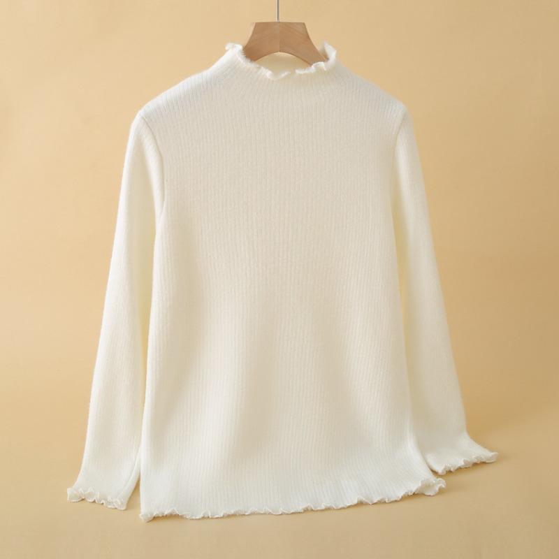 New Solid Color Bottoming Shirt Winter Clothing Fashionable and Simple Medium and Old Lace Collar Mother Clothing Shirt High Elastic Middle-aged Inner