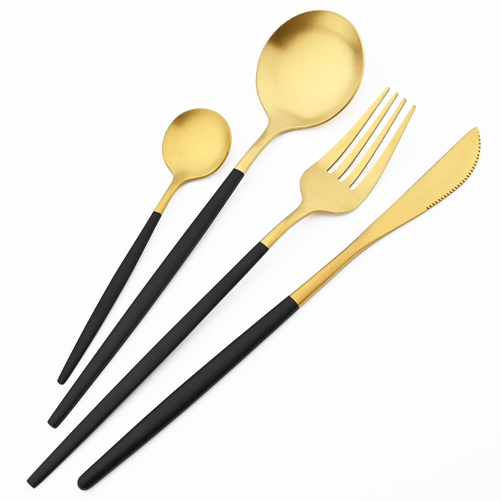 36 шт. Золотая посуда из нержавеющей стали, посуда, набор столовых приборов в западном стиле, ножи, вилка для торта, чайная ложка, столовые приборы, кухонное серебро