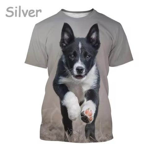Border Collie 3D Printed T-Shirt Cute Puppy Printed O-Neck Short Sleeve T-Shirt Men Women Men