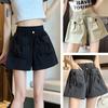 Lace Up Wide Half Leg Pants Drawstring Causal Shorts Women Simple Cargo Pants  Female