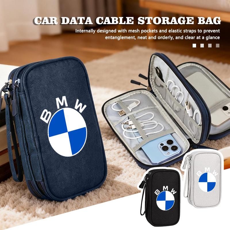 Universal Car Travel Portable Phone Data Line Key Storage Bag For BMW M Performance E36 E46 E60 E90 E91 E92 E93 F30 F20 TMBCU1