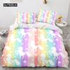 Unicorn Duvet Cover King Queen Cute White Cartoon Animal Bedding Set Children Boys Girl Western Fairy Tale Polyester Quilt Cover