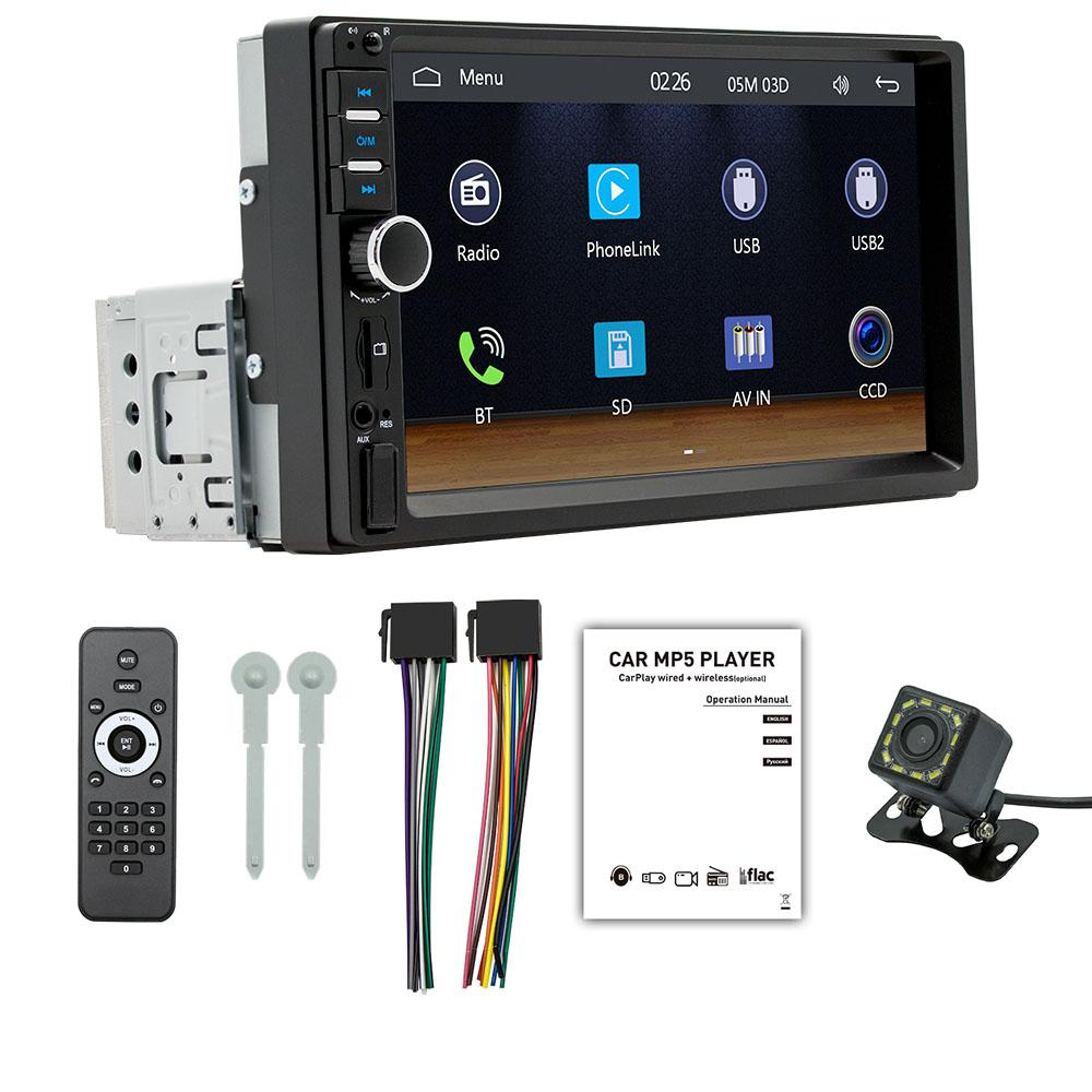 1Din Car MP5 Bluetooth Connection Color Light FM Wired Android AUTO/Apple CarPlay Mobile Phone Interconnection F7018C