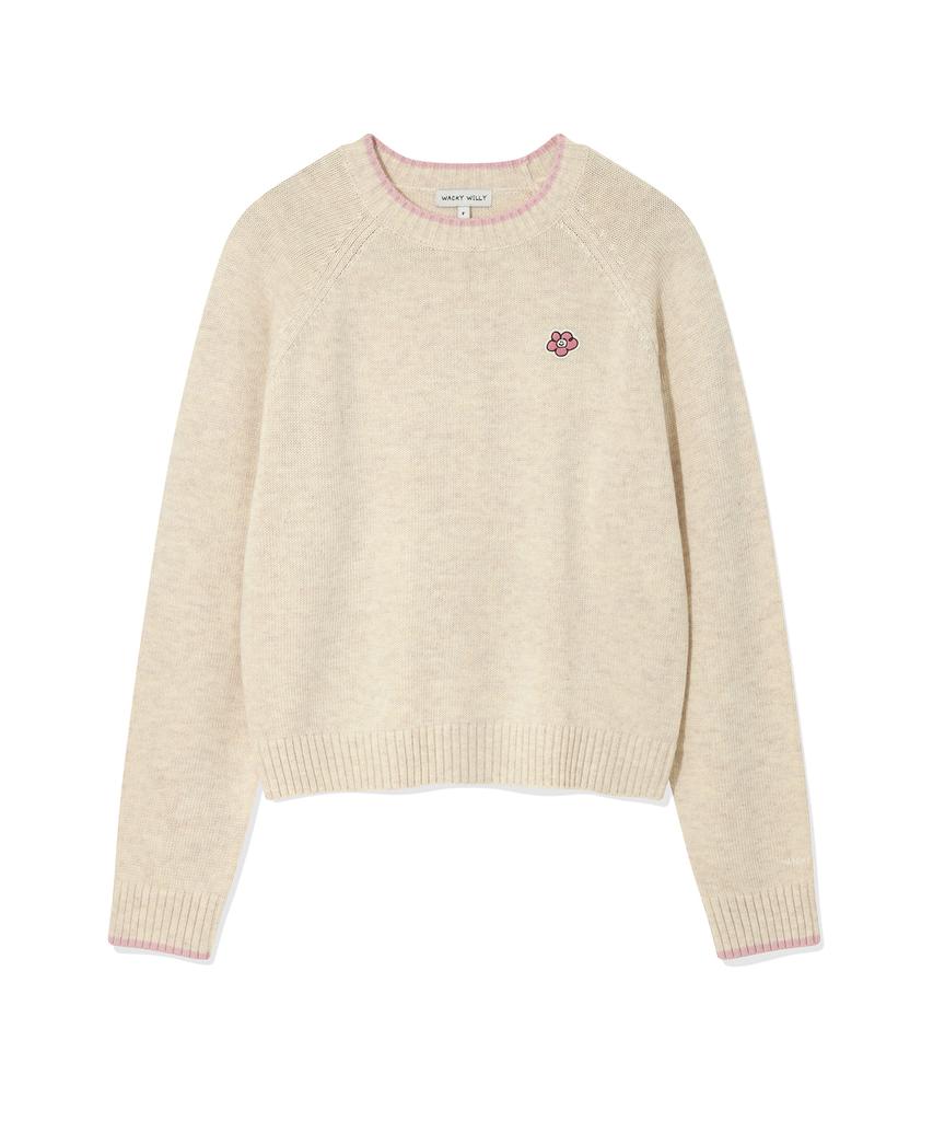 WACKY WILLY Women'S Lily Patch Color Block Pullover Oatmeal