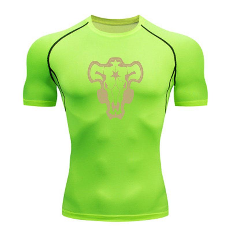 Men's Quick Dry Compression Workout T-shirt, Retro Bull Skul