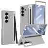 Hard PC Back Cover Phone Case for Galaxy Z Fold 7/6 with Touch Pen Included Kickstand Holder Phone Case with Screen Glass Film