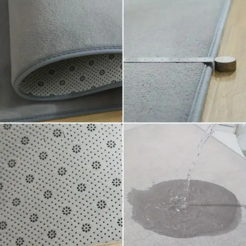 Plain Dark Grey Low-Profile Rug Soft Non-Slip Washable Carpet for Minimalist Scandinavian Japandi Home Decor