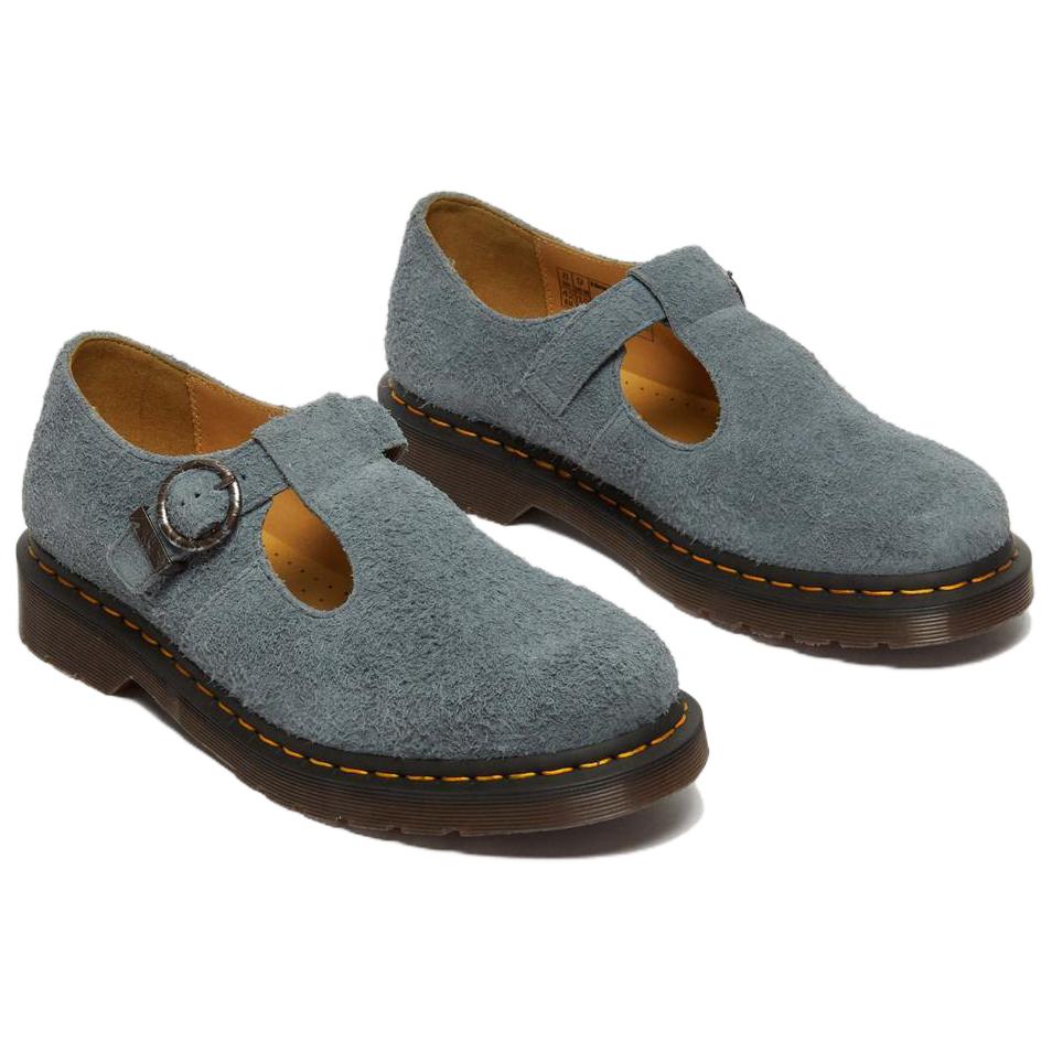 Доктор. Кроссовки Martens T-Bar Suede Mary Jane Washed Denim Unisex Sneakers Blue 31518764