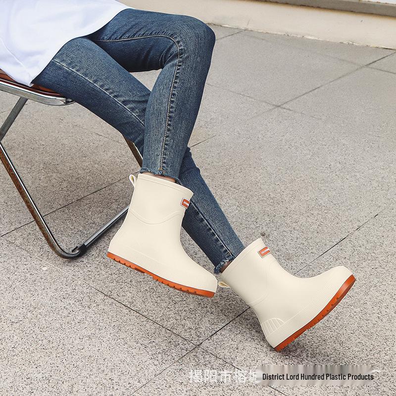 Women's Non-Slip Mid-Calf Japanese Rain Boots - Fashionable Waterproof Outerwear Shoes