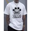 Мужская футболка с графическим принтом лапы собаки 'Dog Dad' - Черная повседневная футболка с коротким рукавом для любителей домашних животных, Комфортная, с круглым вырезом, Обычный крой, Машинная стирка