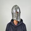 Серый шлем барбюта Средневековые рыцарские доспехи 18Ga Мягкая сталь LARP Косплей Хэллоуин Костюм Барбюта с забралом Шлем воина