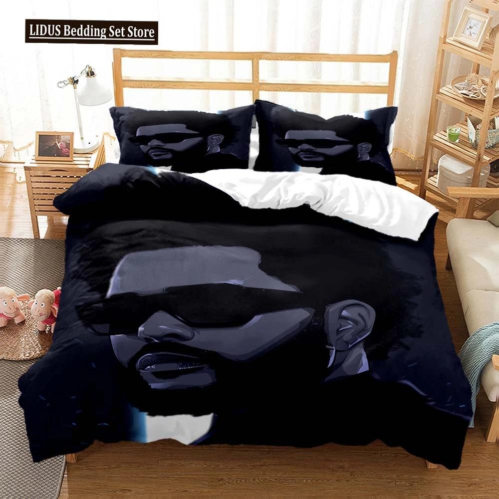 Мода Weeknd Поп-певец 3D-печать Постельное белье Комплект постельного белья для двуспальной кровати Комплект постельного белья размера King-size Мягкое покрывало