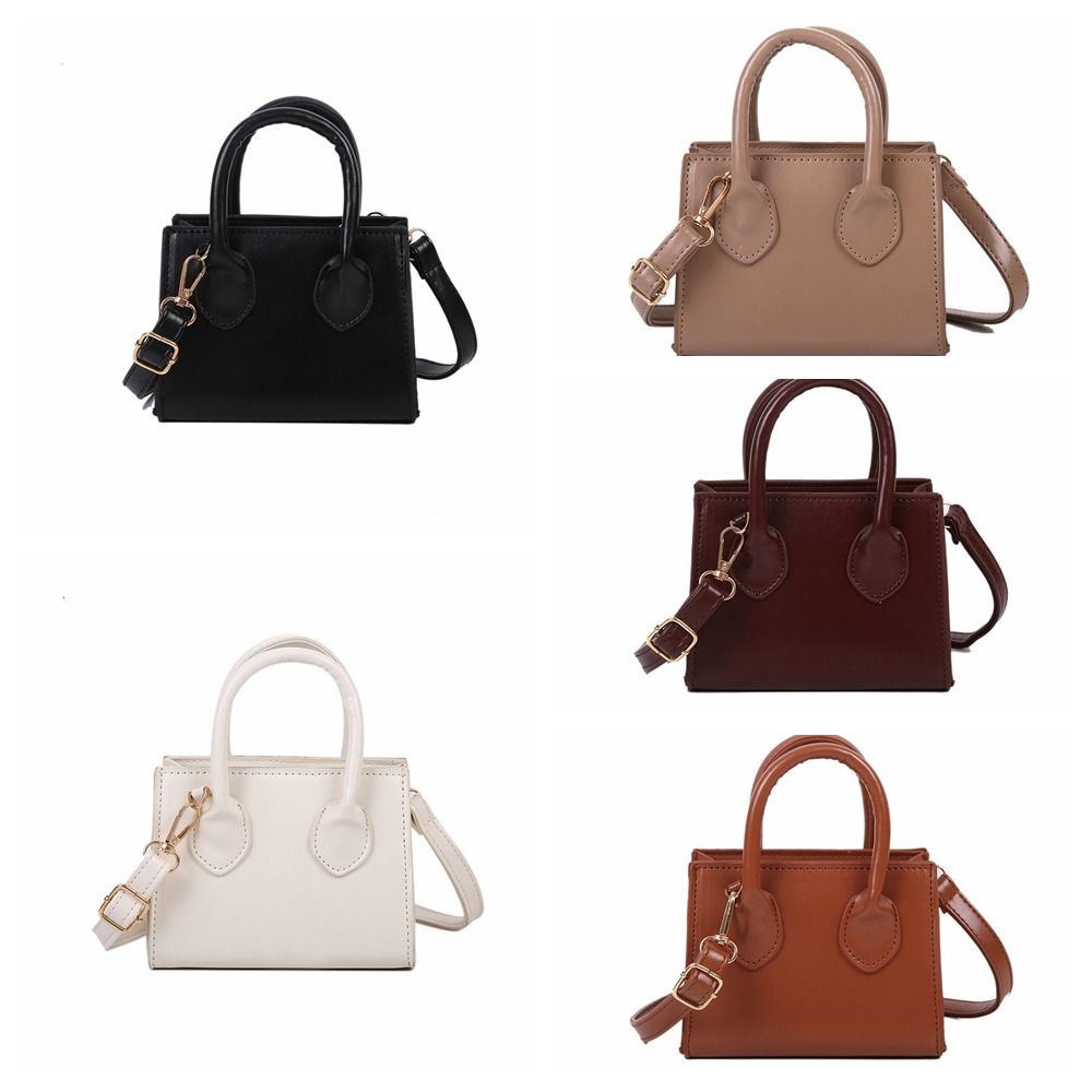 Solid Color Mini Handbag PU Leather Women's Crossbody Bag Elegant Small Square Bag Outing