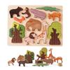 WOODEN TEETHER Shape Matching Wooden Puzzle Puzzle Toy Animal Puzzle 11 Pieces Fitting Puzzle Fitting Pickup Puzzle Forest and Animals Building Blocks