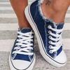 Canvas Shoes for Women 2024 Fashion Lace Up Flat Sneakers Solid Color Casual Ladies Vulcanized Shoes Plus Size Zapatillas Mujer