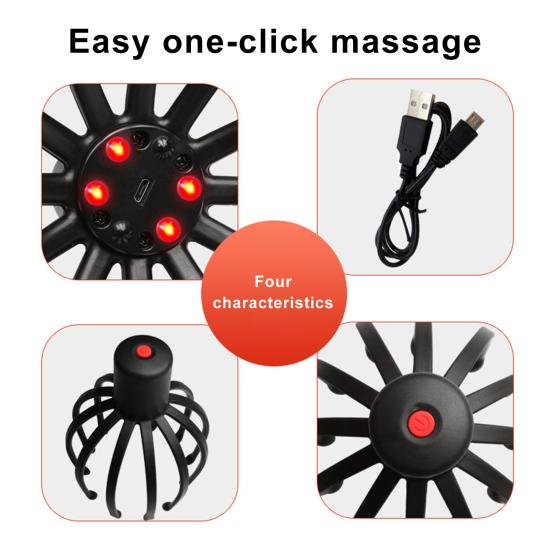 Электрический массажер для головы Octopus, глубокий массаж кожи головы, 3 режима, вибрационный массажер для головы, беспроводной портативный инструмент для массажа кожи головы Octopus Claw