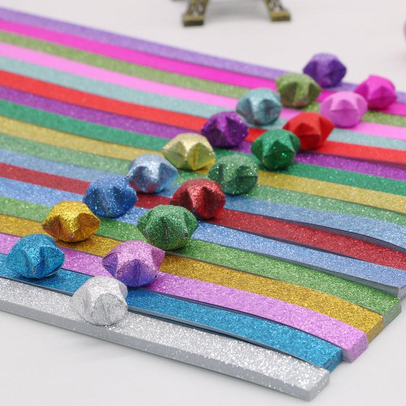 Glitter Origami Wishing Stars: Handmade Five-Pointed Colored Paper for Star Folding with Optional Colors