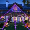 Halloween Decoration,5m Spiderweb with LED Lights and 125cm Light-Up Spider