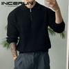 INCERUN Осенне-зимние мужские свободные свитера на молнии с воротником