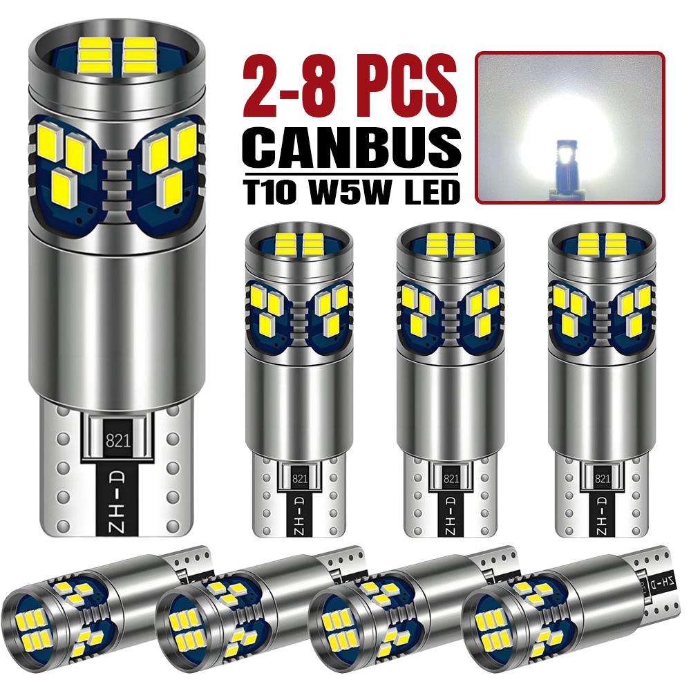 2-8 PCS CANBUS 1000LM T10 W5W LED Bulbs 12V 24V 2016-18SMD 6500K White Car Interior Dome Door Trunk License Plate Side Lights Dome Lights 6