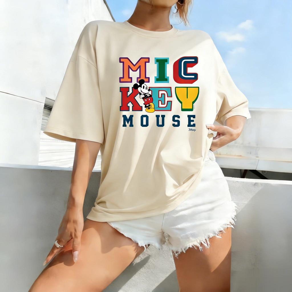 Mickey Mouse Disney T Shirt Women Man Cotton Oversized Short Sleeve Tee Graphic Print Summer Casual Streetwear 2026 Trendy Tops
