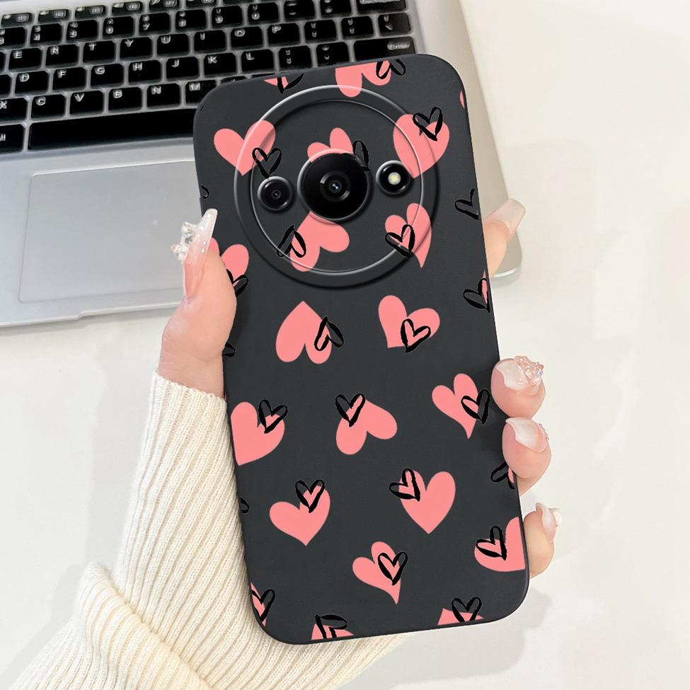 For Redmi A3 4G Phone Case For Xiaomi Poco C61 Cover Silicone Luxury Fashion Flowers Kawaii Cute Cat Painted Shockproof Bumper