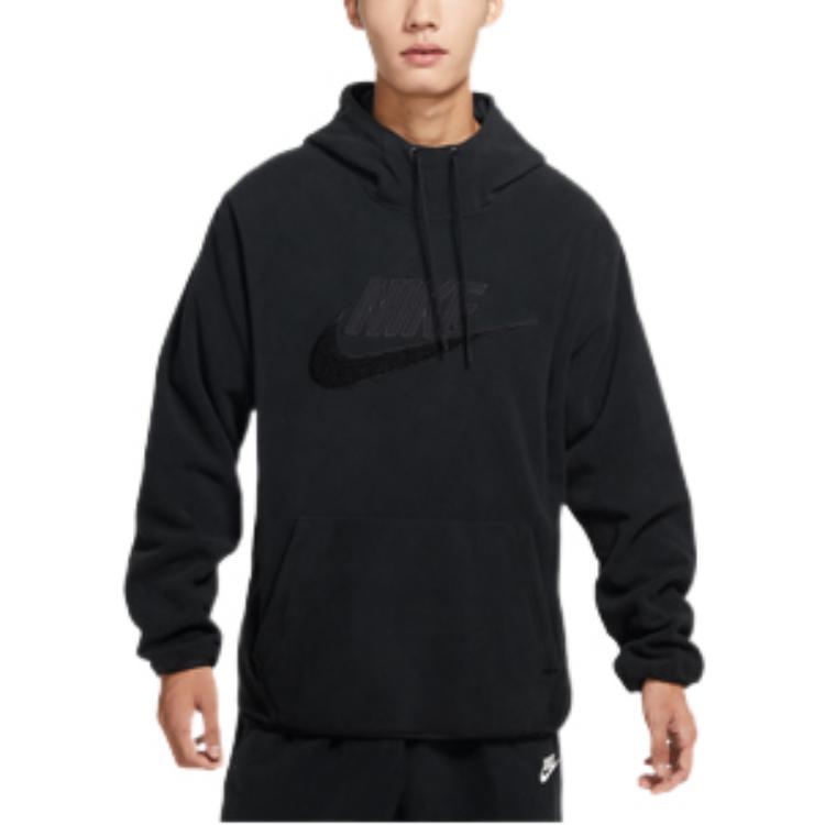 Nike Толстовка с капюшоном из флиса с пэчворком и логотипом Swoosh Мужская толстовка Черная DQ4893-010