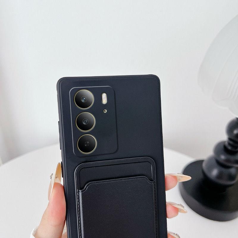 RealmeC75 Mobile Phone Case, Card Bag, Solid Color, Straight Edge Simple Knot, Soft Protective Cover, Matte Business Anti-drop All-inclusive.