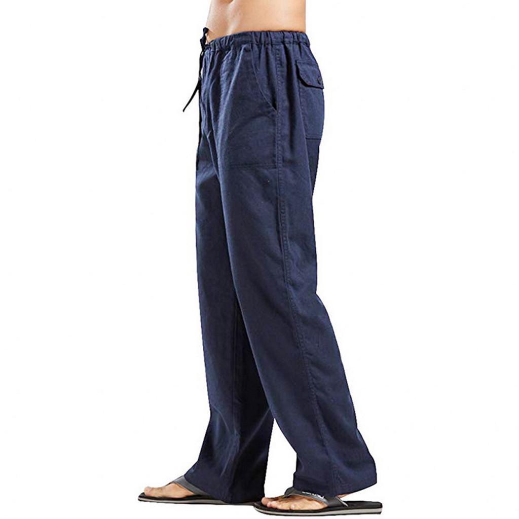 Men's Linen Large Size Cotton Pocket Trousers Casual Loose Pants