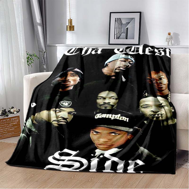 3D Vintage Hip Hop Star Portrait Flannel Blanket Ultra Soft Throw Blanket Sofa Bed All Season Bedspread Home Decor Fans Gift