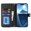 For iPhone 16 Pro Stand Case PU Leather Phone Cover with Straps/Zipper Wallet/Multiple Card Slots