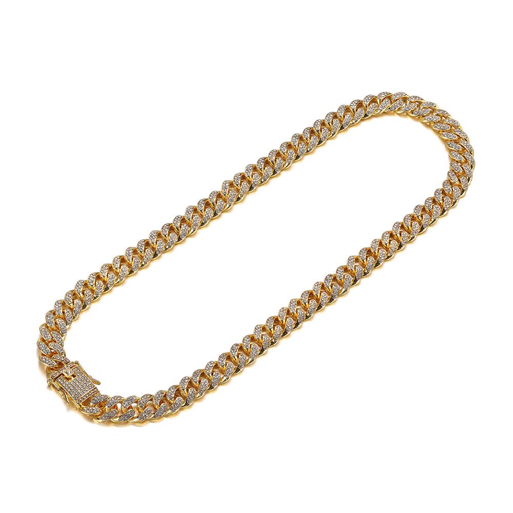 Unisex Hip Hop Diamond-Studded Cuban Chain Bracelet & Necklace