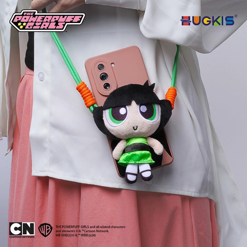 Плюшевый держатель для телефона Powerpuff Girls с ремешком через плечо против потери – Милый плюшевый подарок