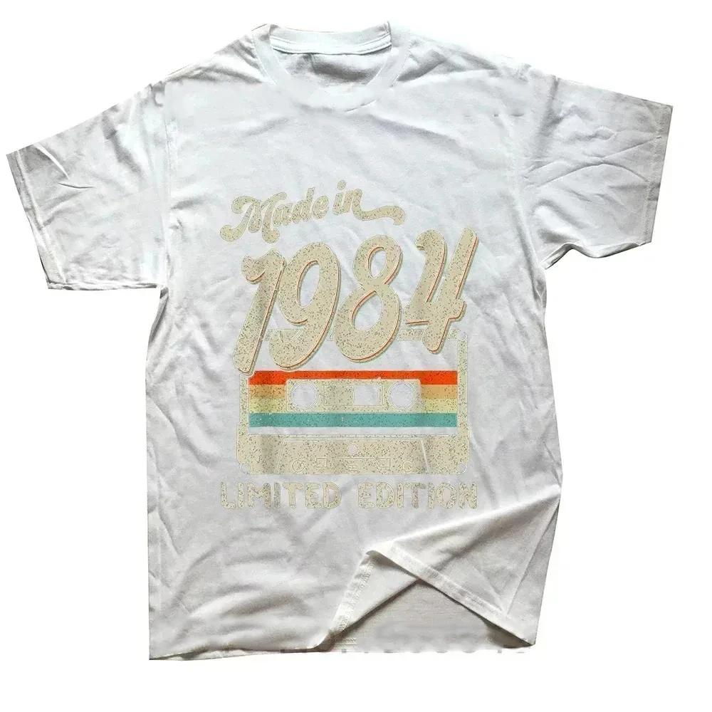 Футболки на годовщину дня рождения для мужчин и женщин, 1984 г., 40-летие, ограниченный тираж, винтажная хлопковая футболка, подарочные футболки с коротким рукавом
