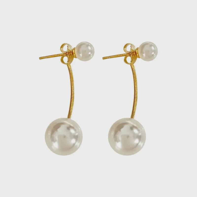 Серьги-подвески из серебра 925 пробы с жемчугом: Французское ретро, легкая роскошь, модный темперамент