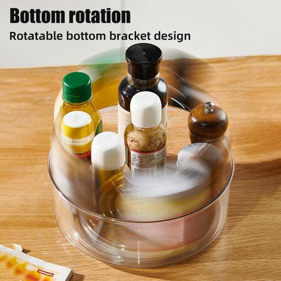 Lazy Susan Organizer Storage Holder Large Capacity Transparent Design 360-Degree Rotatable Countertop Makeup Storage Tray